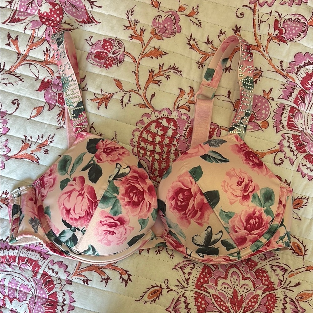 Victoria's Secret Pink and Green Floral Bra